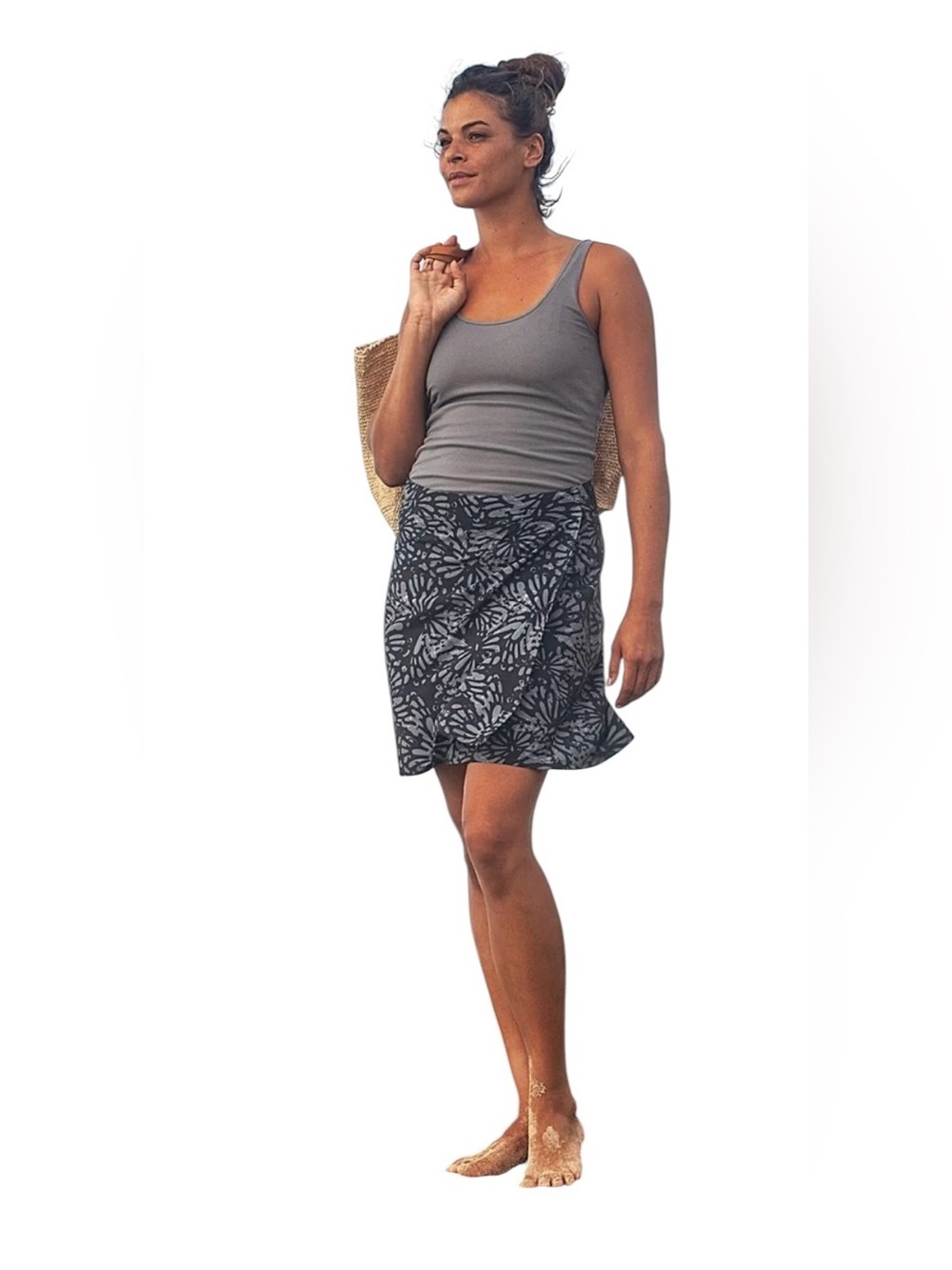 Ripskirt Hawaii Wrap Skirt XXL Length 2 Shibori Butterfly Charcoal Resort Wear